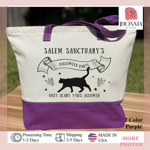 Salem Sanctuary s Cat Canvas, Only Scary Vibes Allowed, Halloween Cat Bag, Candy Cat Bag, Trick Or Treat, Salem Cat Bag, Witcher Salem Cat