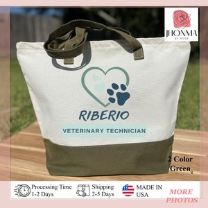 Personalized Vet Tech Tote Bag, Vet Tote Bag, Gift for Veterinary Technician, Personalized Gift, Vet Graduation, Vet Tech Appreciation Week