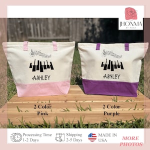 Personalized Piano Player Tote Bag, Musician Gift, Piano Keyword Tote, Music Bag, Piano Bag, Musician Tote Bag, Music Lesson Canvas Bag