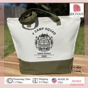 Personalized Camp Squad Bag, Camping Bachelorette Party, Customizable Camp Cabin Weekend, Camping Totes, Family Camp Team, Campfire Cut Bag