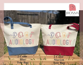 Custom Audiologist Tote Bag, Audiologist Gift, Audiology Tote, Audiology Grad Gift, Audiology Present,  Ear Doctor Bag, Vestibular Therapist