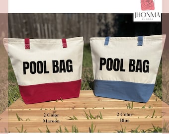 Zippered Pool Bag, Personalized Pool Tote, Kids Pool tote, Adult Pool Tote,Girls Name Beach Tote Bag, Summer Beach Toys Tote Bag, Pool Party