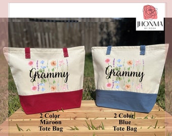 Grammy Tote Bag, Gift for Grandma, Floral Grammy Tote, Mother's Day Gift, Trendy Canvas Bag, Cute Grammy Bag, Grandmother Gift, Granny Bag