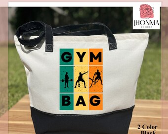 Gym Tote Bag, Gym Things Tote Bag, Gym Bag With Zipper, Weightlifting, Powerlifting Gift, Personal Trainer Gift, CrossFit Gift, Sports Bag