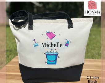 Personalized Housekeeper Tote Gift Bag, Custom Houseworker Bag, Gift for Cleaner, Cleaning Queen, Name Cleaning Lover Gift, Cleaning Service