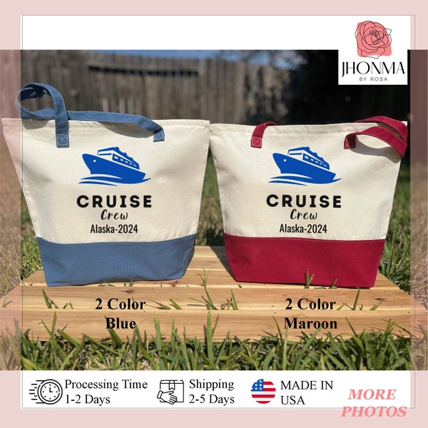 Personalized Cruise Crew Gift Bag, Custom Cruise Squad Tote Bag, Cruise Family Vacation Bag, Cruise Honeymoon Bag, Zippered Girls Cruise Bag