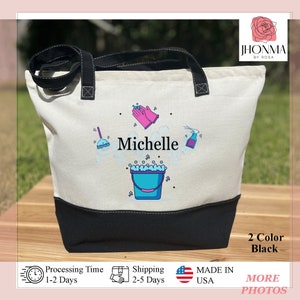 Personalized Housekeeper Tote Gift Bag, Custom Houseworker Bag, Gift for Cleaner, Cleaning Queen, Name Cleaning Lover Gift, Cleaning Service