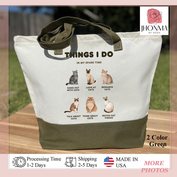 Things I do in my Spare Time, Cat Tote Bag, Everyday Bag, Perfect Gift For Cat Mom, Cat Lover Gift, Aesthetic Tote Bag, Gift to Cat Person