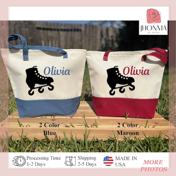Personalized Roller Skating Bag, Custom Rollerblade Totes, Roller Derby Gifts, Skating Birthday Totes, Roller Skate Party Favor, Skate Crew
