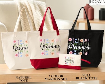 Grammy Tote Bag, Gift for Grandma, Floral Grammy Tote, Mother's Day Gift, Trendy Canvas Bag, Cute Grammy Bag, Grandmother Gift, Granny Bag