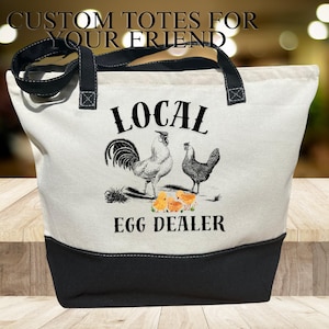 Local Egg Dealer Tote Bag, Chicken Eggs Tote, Local Egg Dealer Tote, Chicken Lady Bag, Chicken Lover Tote,Cute Chicken Bag,Happy Easter Gift
