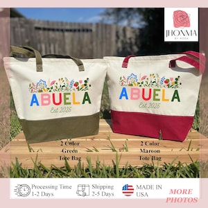 Abuela Est. 2025 Tote, Grandma Gift, Grandma To Be Gift, Abuela Tote, Abuela Gift, Abuela Birthday Bag, New Grandma Gift, Flower Abuela Tote
