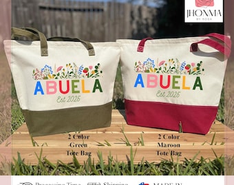 Abuela Est. 2025 Tote, Grandma Gift, Grandma To Be Gift, Abuela Tote, Abuela Gift, Abuela Birthday Bag, New Grandma Gift, Flower Abuela Tote