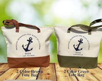 Custom Cruise Canvas Bag, Making Memories One Wave At The Time, Cruise Trip Totes, Family Cruise Bag, Retirement Cruise Gift, Anchor Cruise