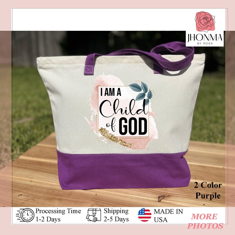 I am Child of God, Inspirational Christian Tote Bag, Catholic Gift, Bible Verse Gifts, Christian Gifts, Gift Church, Jesus Tote Bag, Christian Sisterhood Gift, Church Community Gift, Catholic Community Gift, Christian Message Gift