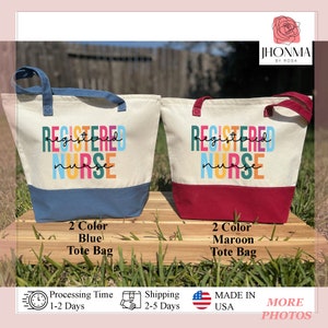 Personalized Registered Nurse Tote Bag, Nurse Apprecetion Tote, Nurse Tote Bag, RN CNA LPN Graduation Nurse, Nurse Zippered Tote