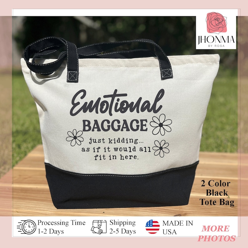 Emotional Baggage Canvas Tote Bag, Therapy Gift Bag, Counselor Gift Bag, Sarcastic Canvas Bag, Funny Tote Bag, Mothers Day Gift, Reasuable Shopping Bag, Inspirational Gift,  Farmers Market Canvas Bag, Canvas Bag With Zipper