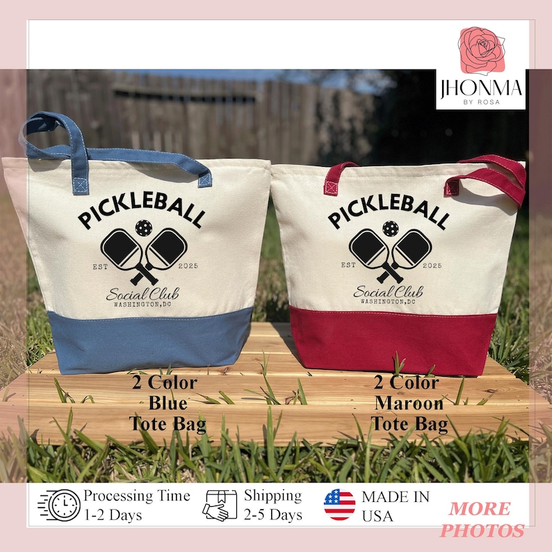 Pickleball Tote Bag, Custom Pickleball Team Name, Pickleball Canvas Tote Bag, Pickleball Gift Bag, Sport Tote Bag, Gift For Pickleball Lover