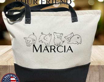 Pig Tote Bag, Funny Pig Whisperer, Pig Farmer Gift, Cute Pig Tote Gift, Pig Mama Gift, Pig Lover Gift, Pig Owner Gift, Piglet Tote Bag