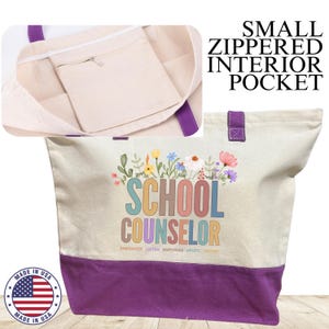School Psychologist Tote Bag, School Counselor Tote Bag Gift, Custom School Office Staff Gift, School Secretary Gift, School Register Gift image 2