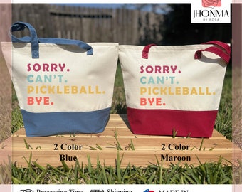 Pickleball Tote Bag, Sorry Can’t Pickleball Bye, Funny Pickleball Gift Bag, Pickleball Coach Gift, Pickleball Lover Gift, Canvas Tote Bag