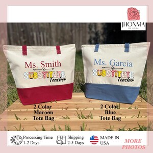 Substitute Teacher Tote Bag, Custom Substitute Teacher Bag, Teacher Appreciation Gift Tote Bag, Gifts for Substitute Teacher, Teacher Tote