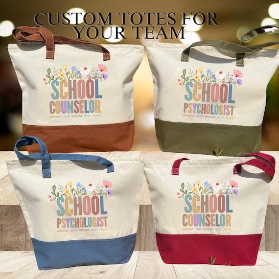 School Psychologist Tote Bag, School Counselor Tote Bag Gift, Custom School Office Staff Gift, School Secretary Gift, School Register Gift