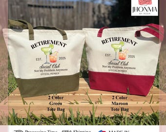Custom Retirement Tote Bag, Retired Gift, Retirement Social Club, Retirement Gift Bag, Retired Under New Management, Retirement Party Bag