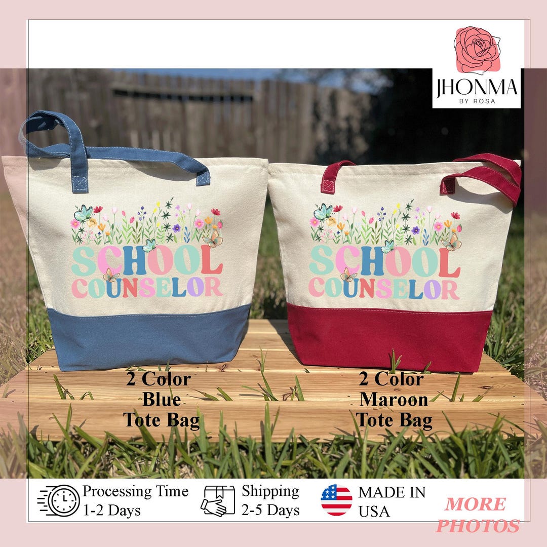 Custom Floral School Counselor Name Tote Bag, School Counselor Gift ...