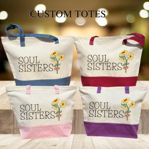 Sister Tote Bag, Floral Sister Bag, Gift for Sister, Sister To Be Tote Bag, Sister&#39;s Birthday Tote Bag, Girl BFF Tote Bag, Soul Sisters Gift