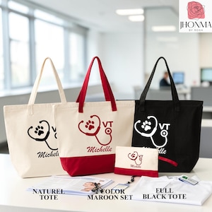 Personalized Vet Tech Tote Bag, Vet Tote Bag, Gift for Veterinary Technician, Personalized Gift, Vet Graduation, Vet Tech Appreciation Week