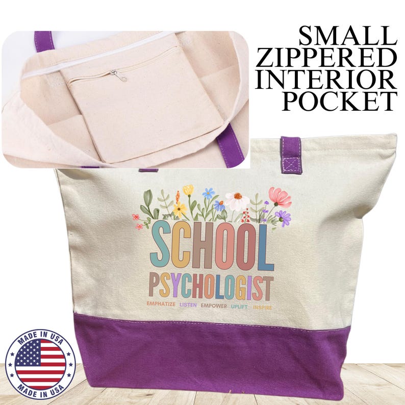 School Psychologist Tote Bag, School Counselor Tote Bag Gift, Custom School Office Staff Gift, School Secretary Gift, School Register Gift image 3