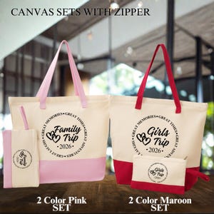 Custom Girls Trip Tote Bag, Great Times, Great Memories, 2026 Girls Trip Bag, Canvas Trip Bag With Zipper, Vacation Bag, Sisters Trip Bag image 8
