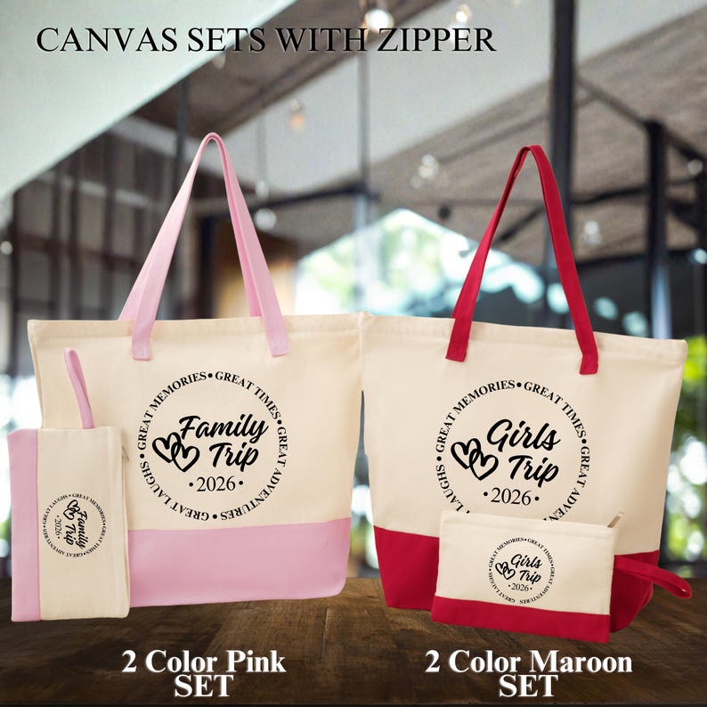 Custom Girls Trip Tote Bag, Great Times, Great Memories, 2026 Girls Trip Bag, Canvas Trip Bag With Zipper, Vacation Bag, Sisters Trip Bag image 8