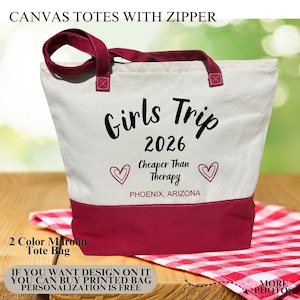 Girls Trip Cheaper Than Therapy Tote Bag, Vacation Gift image 1