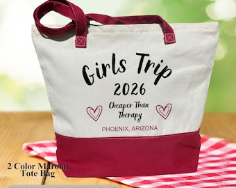 Girls Trip Cheaper Than Therapy Tote Bag, Vacation Gift