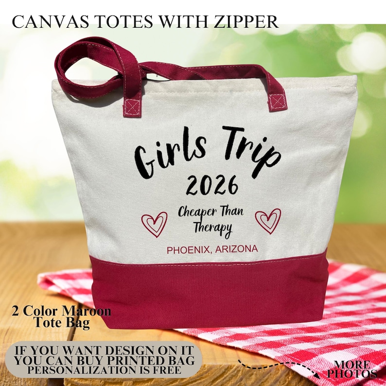 Girls Trip Cheaper Than Therapy Tote Bag, Vacation Gift image 1
