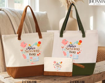 Personalized Sewing Tote Bag, Sewing Basket, Tailor Bag, Funny Sewing Tote Bag, Sewer Gift Bag, Zippered Sewing Bag, Mothers Day Sewing Bag