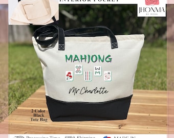 Personalized Mahjong Bag, Mah Jongg Bag, Custom Gift for Mahjong Player, Zipper Pouch for Mahjong, Mahjong Game Bag, Mahjong Lover Gift