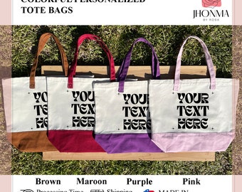Custom Tote bags, Print your Logo Tote Bag, Personalized Tote Bags, Bridesmaid Gift Bags, Four Favorite Tote, 4 words Tote Bag, Print Tote