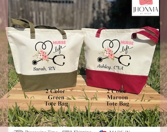 Gift for Nurse, Personalized Nurse Tote Bag, Floral Stethoscope Bag, RN Tote, Nurse Gift, School Nurse Gift, Nurse Gift for Women, CNA Gifts