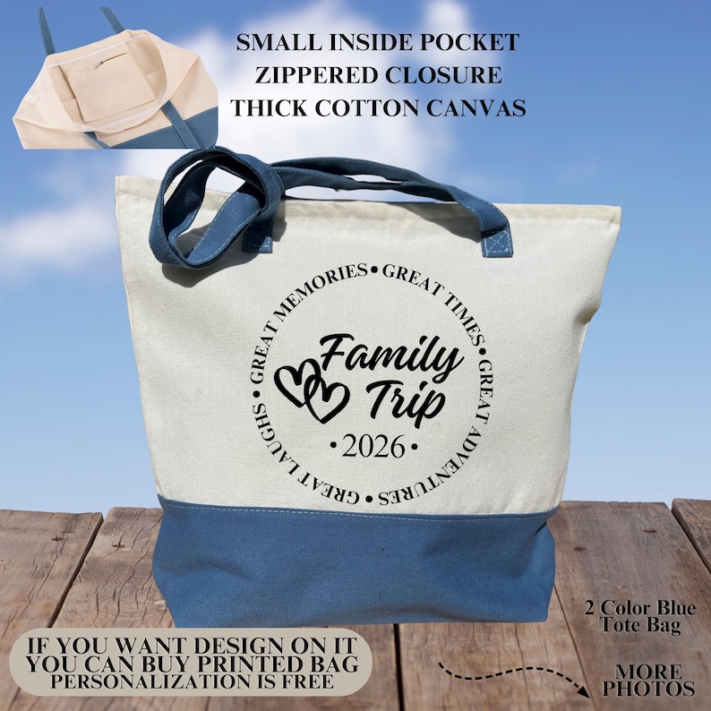Custom Girls Trip Tote Bag, Great Times, Great Memories, 2026 Girls Trip Bag, Canvas Trip Bag With Zipper, Vacation Bag, Sisters Trip Bag image 5