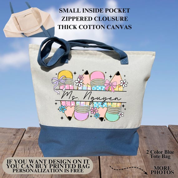 Personalized Name Teacher Tote Bag, Teacher Tote Bag, Personalized Teacher Tote Bag, Teacher Appreciation Bag, Back to School Teacher Bag