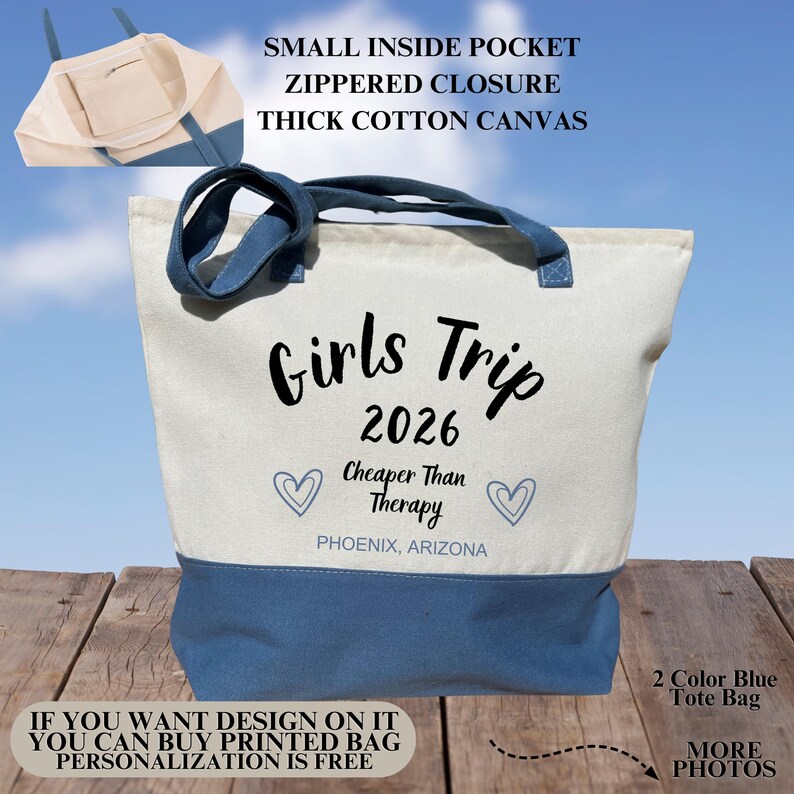 Girls Trip Cheaper Than Therapy Tote Bag, Vacation Gift image 6