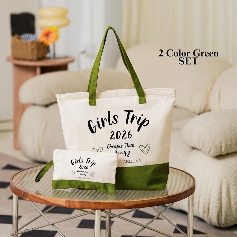 Girls Trip Cheaper Than Therapy Tote Bag, Vacation Gift image 8