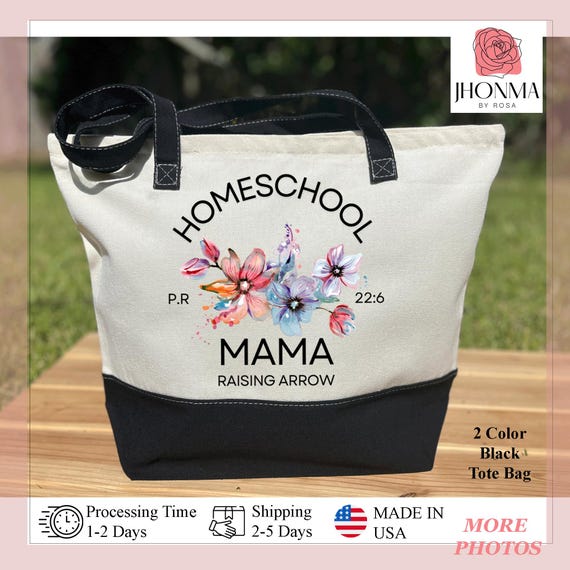 Homeschool Mama Tote Bag, Raising Arrows Bag, Homeschooling Mom Bag, Homeschool Planner Bag, Homescool Bag With Zipper, Mama Life Tote Bag
