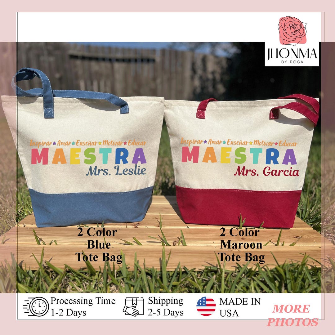 Personalized Spanish Teacher Maestra Bilingual Tote Bag, Tote Bag for ...