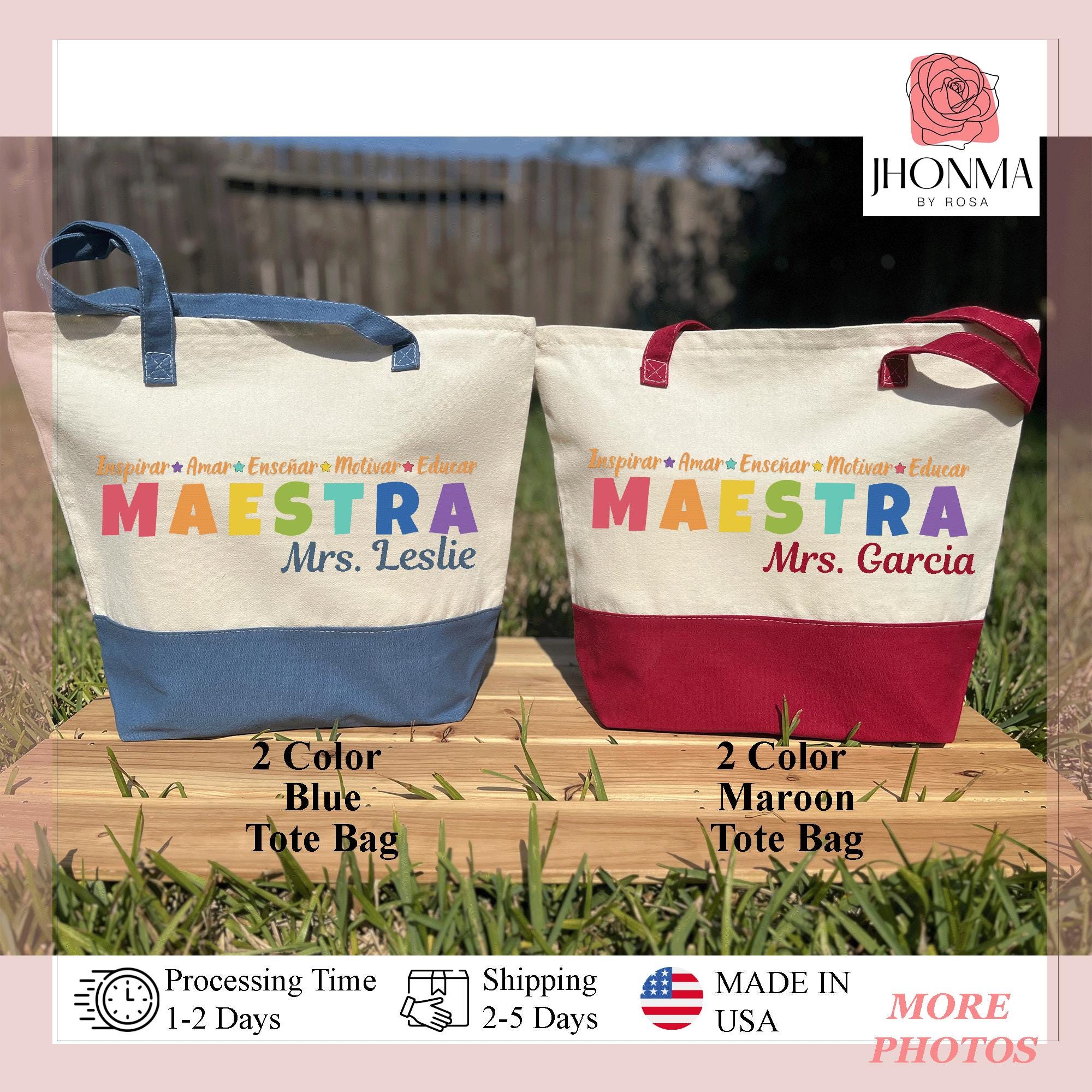 Personalized Spanish Teacher Maestra Bilingual Tote Bag, Tote Bag for ...