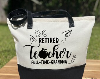 Teacher Retirement Canvas Tote Bag,Retired Teacher Life Tote Bag,Funny Retirement Gift for Teacher,Retired Teacher Gift,Teacher Appreciation