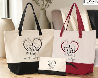 Personalized Sister in Christ Tote Bag Gifts, Faithful Friendship, Christian Sisterhood, Inspirational Quotes, Encouragement, Gift For Women